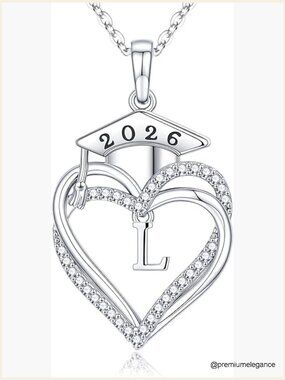 2026 Graduation Initial Heart Necklace Pendant Gifts
